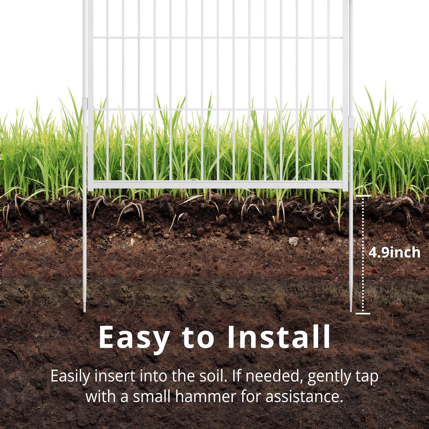 SunsGrove Decorative Garden Fence, Heavy Duty Metal Animal Barrier Fence, No Dig Fence for Dogs, Rabbit Fence for Garden, Black