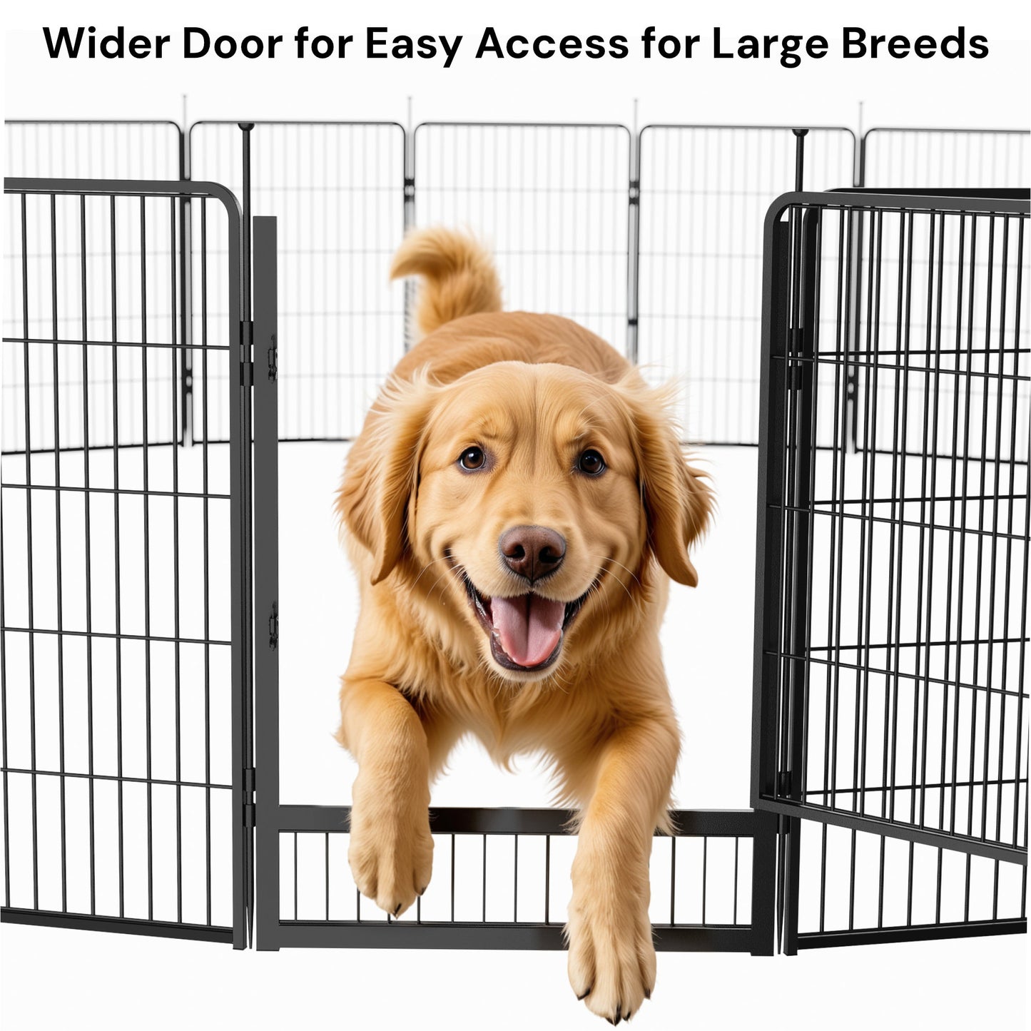 SunsGrove Dog Playpen, Heavy Duty Anti-Rust Pet Pen for Indoor, Courtyard, RV Camping for Dogs,Black