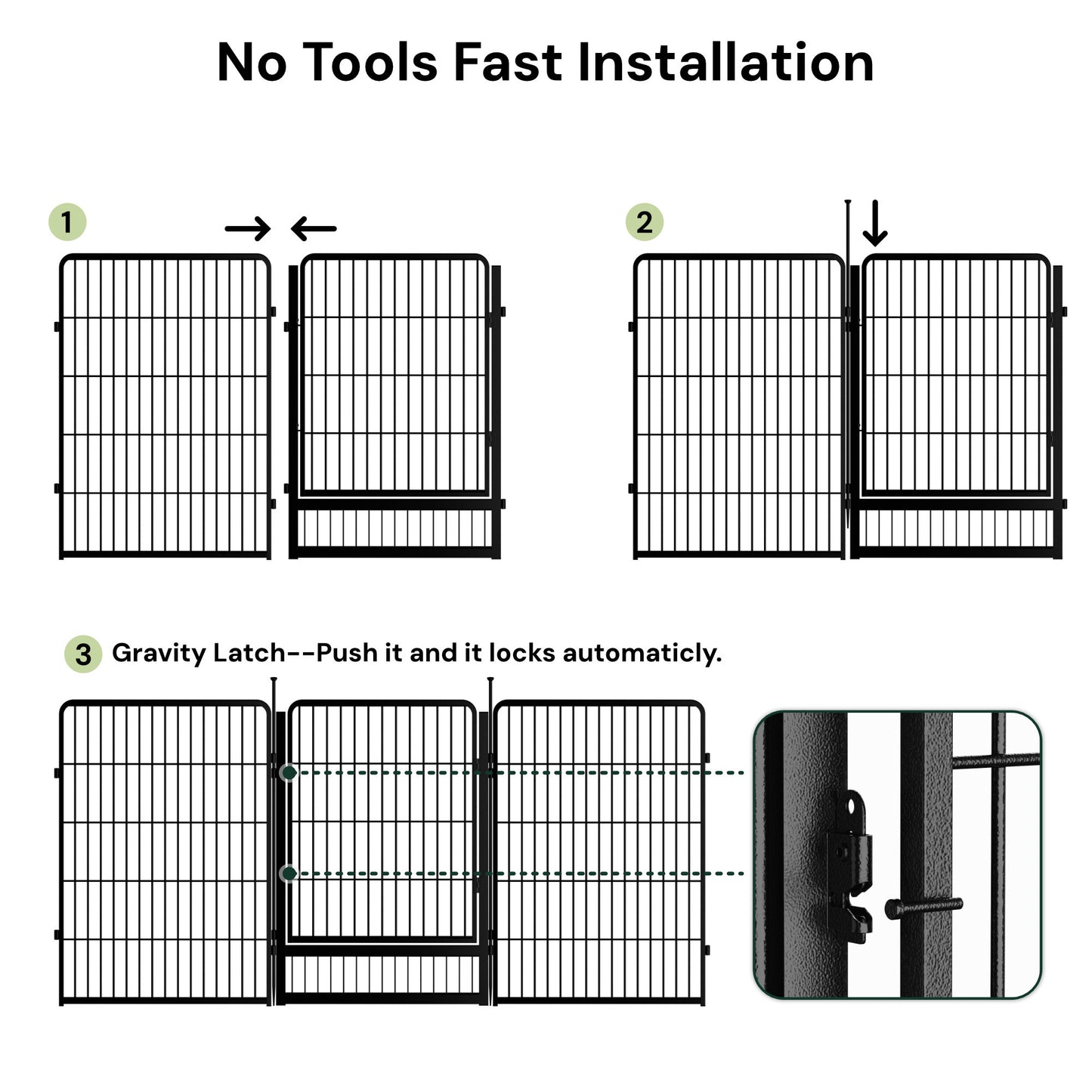 SunsGrove Dog Playpen, Heavy Duty Anti-Rust Pet Pen for Indoor, Courtyard, RV Camping for Dogs,Black