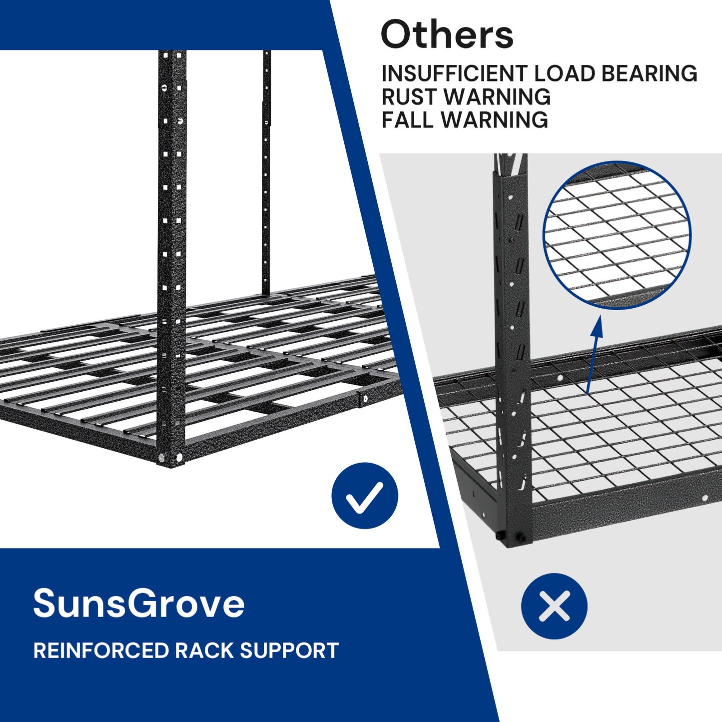 SunsGrove Overhead Garage Storage Rack, 750LBS Adjustable Ceiling Mounted Storage Racks