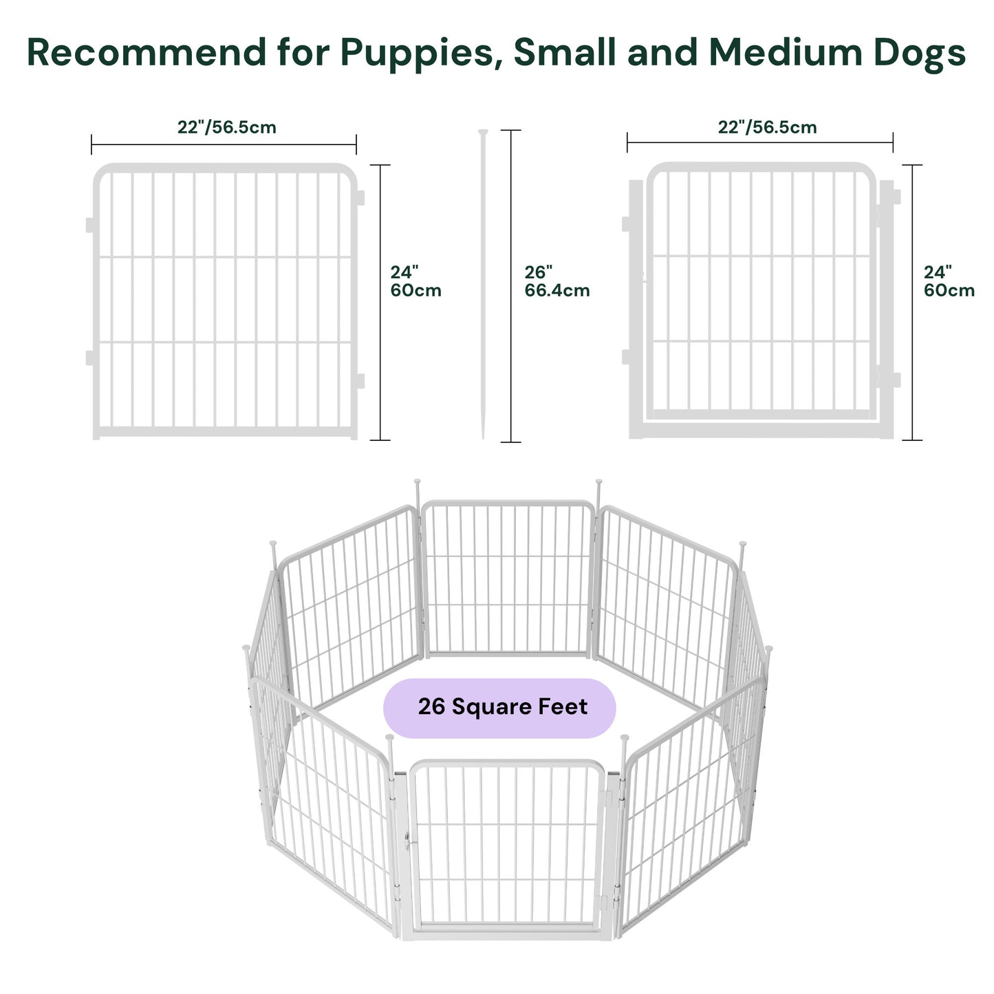 SunsGrove Dog Playpen, Heavy Duty Anti-Rust Pet Pen for Indoor, Courtyard, RV Camping for Dogs,White