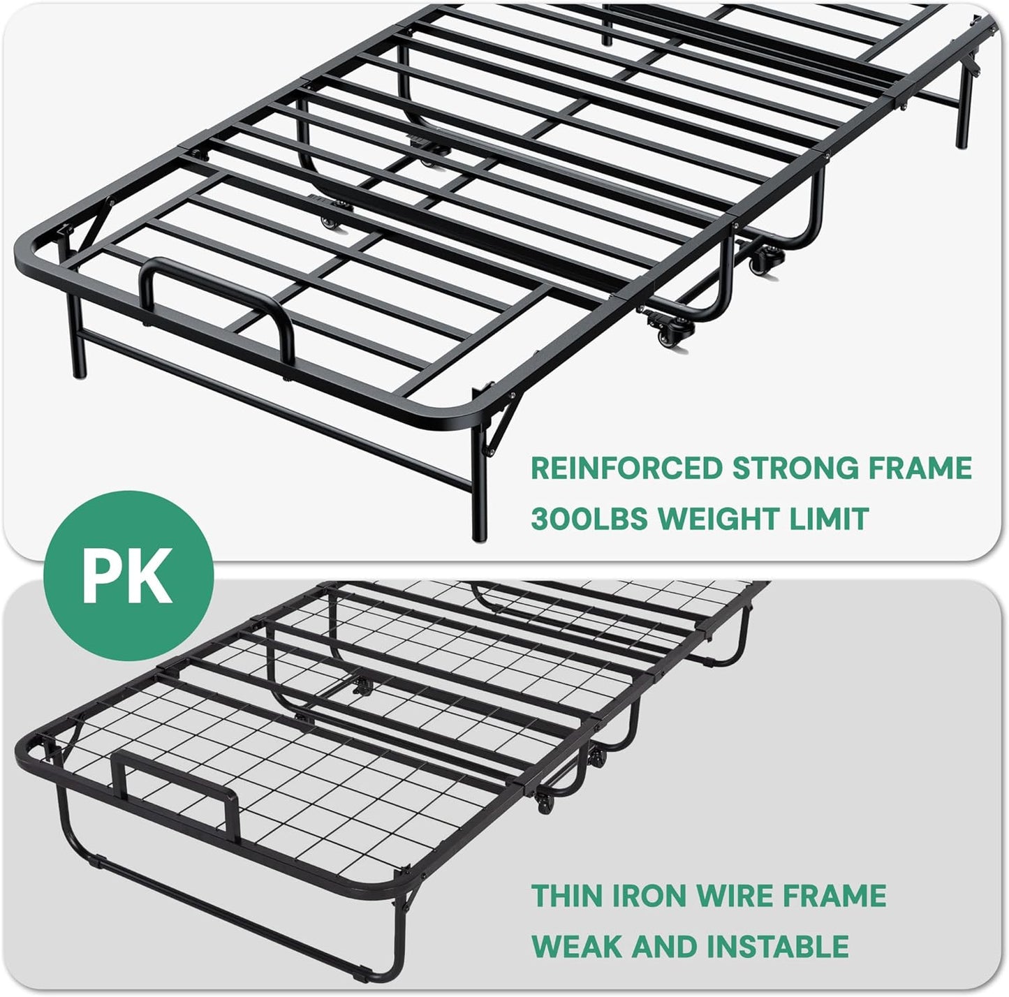 SunsGrove Twin Folding Bed with Mattress, 75" x 38", Rollaway Bed Guest Bed Portable Foldable Extra Bed for Adults, Fold up Bed with 5" Memory Foam Mattress, Space-Saving Sturdy Metal Frame