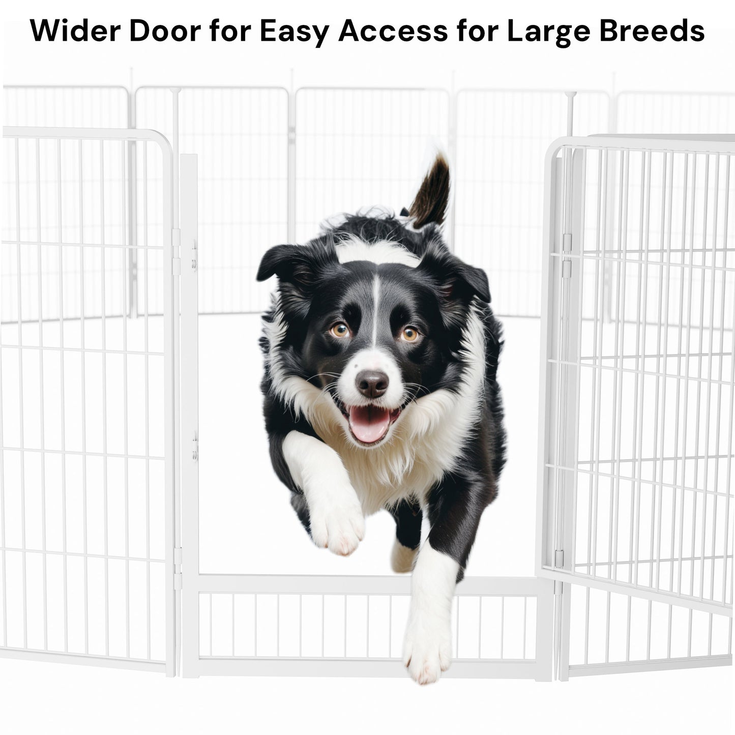 SunsGrove Dog Playpen, Heavy Duty Anti-Rust Pet Pen for Indoor, Courtyard, RV Camping for Dogs,White