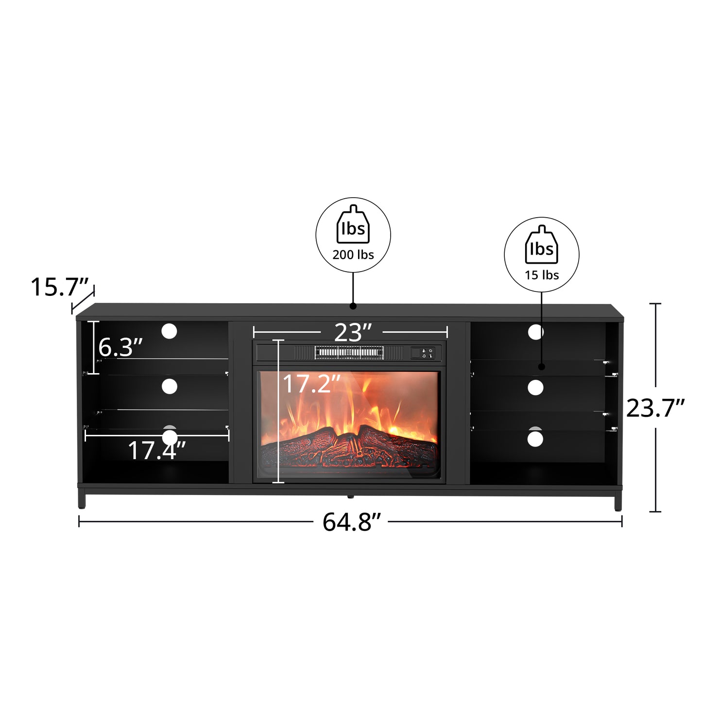 SunsGrove Fireplace TV Stand with Electric Fireplace Insert, Modern Entertainment Center with LED Light & Storage, Wood TV Stand 43"/55"/65"/70" for Living Room/Bedroom